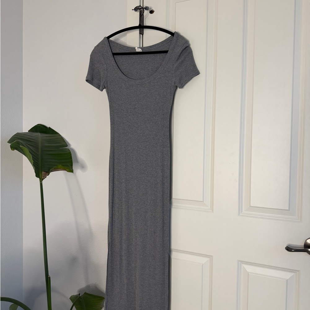 Melrose and Market Rib T-Shirt Heather Grey Midi Dress